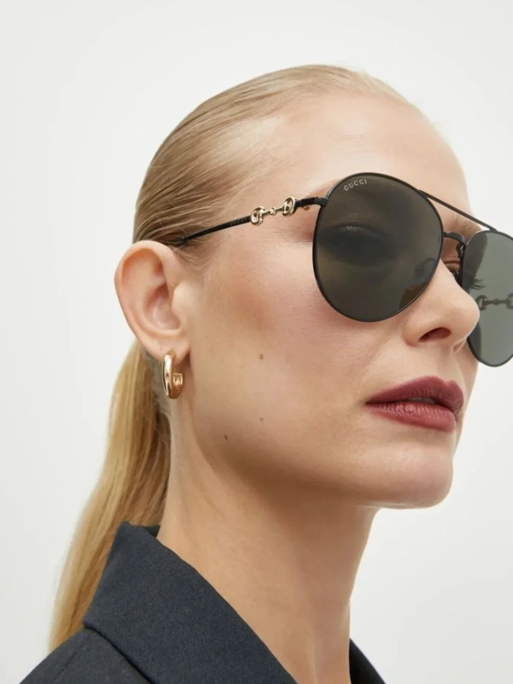 Gucci GG1698S 001 Aviator Sunglasses - Black\ Black